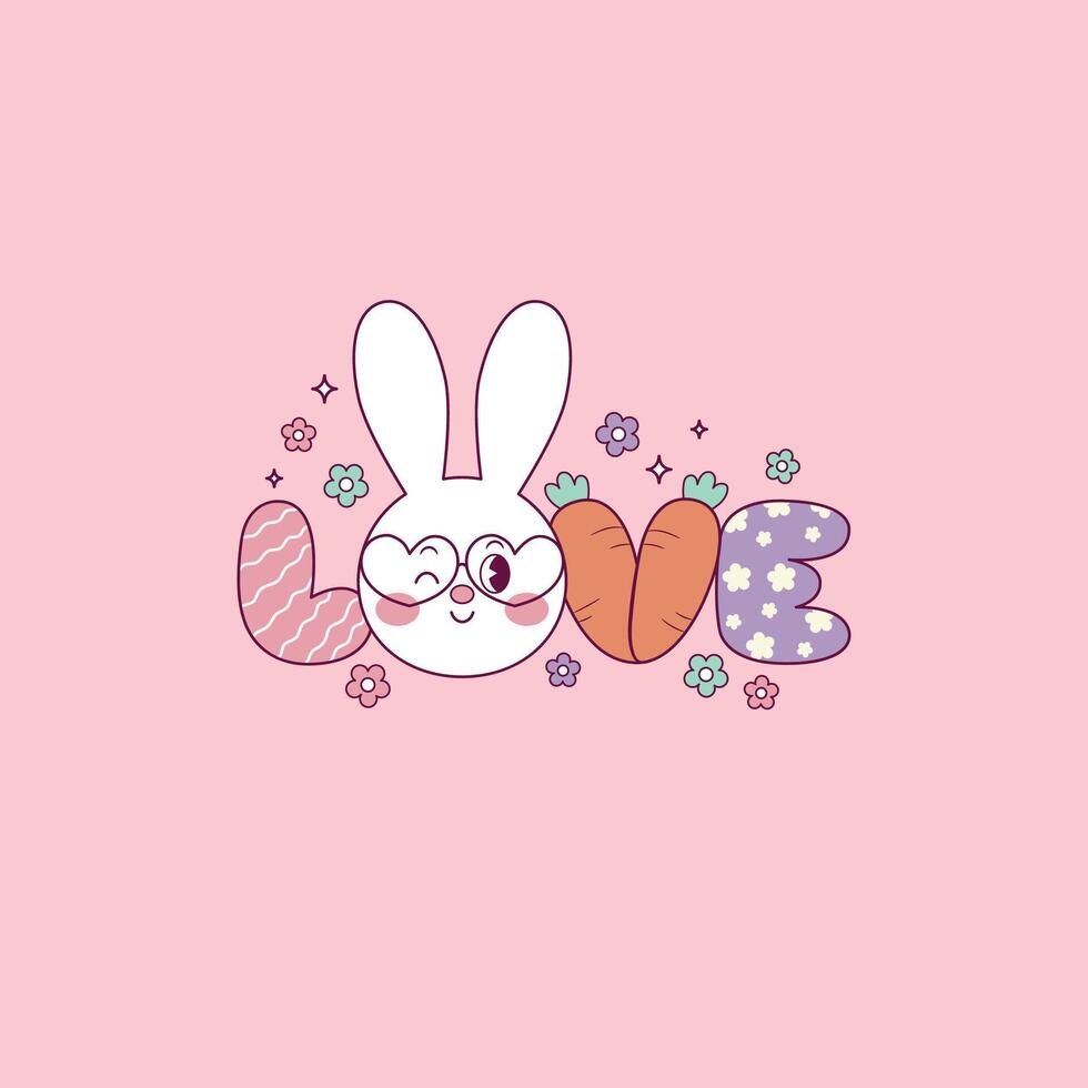 cute easter illustration of the word love vector