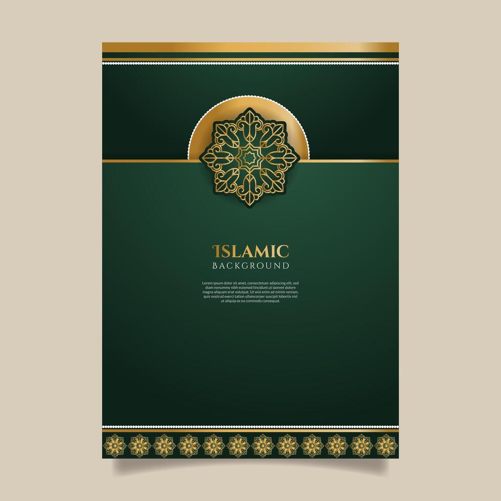 Islamic poster with dark green and gold background. - Vector. vector