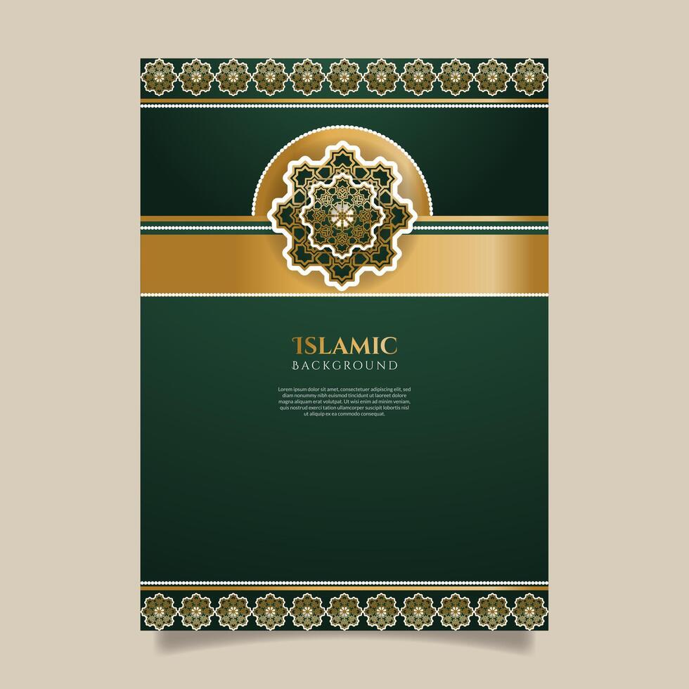 Islamic poster with dark green and gold background. - Vector. vector