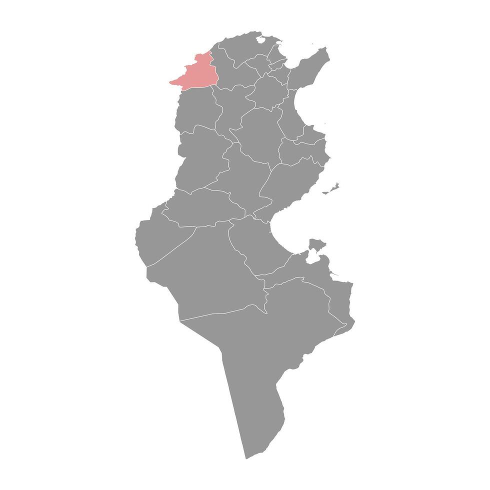 Jendouba Governorate map, administrative division of Tunisia. Vector illustration.