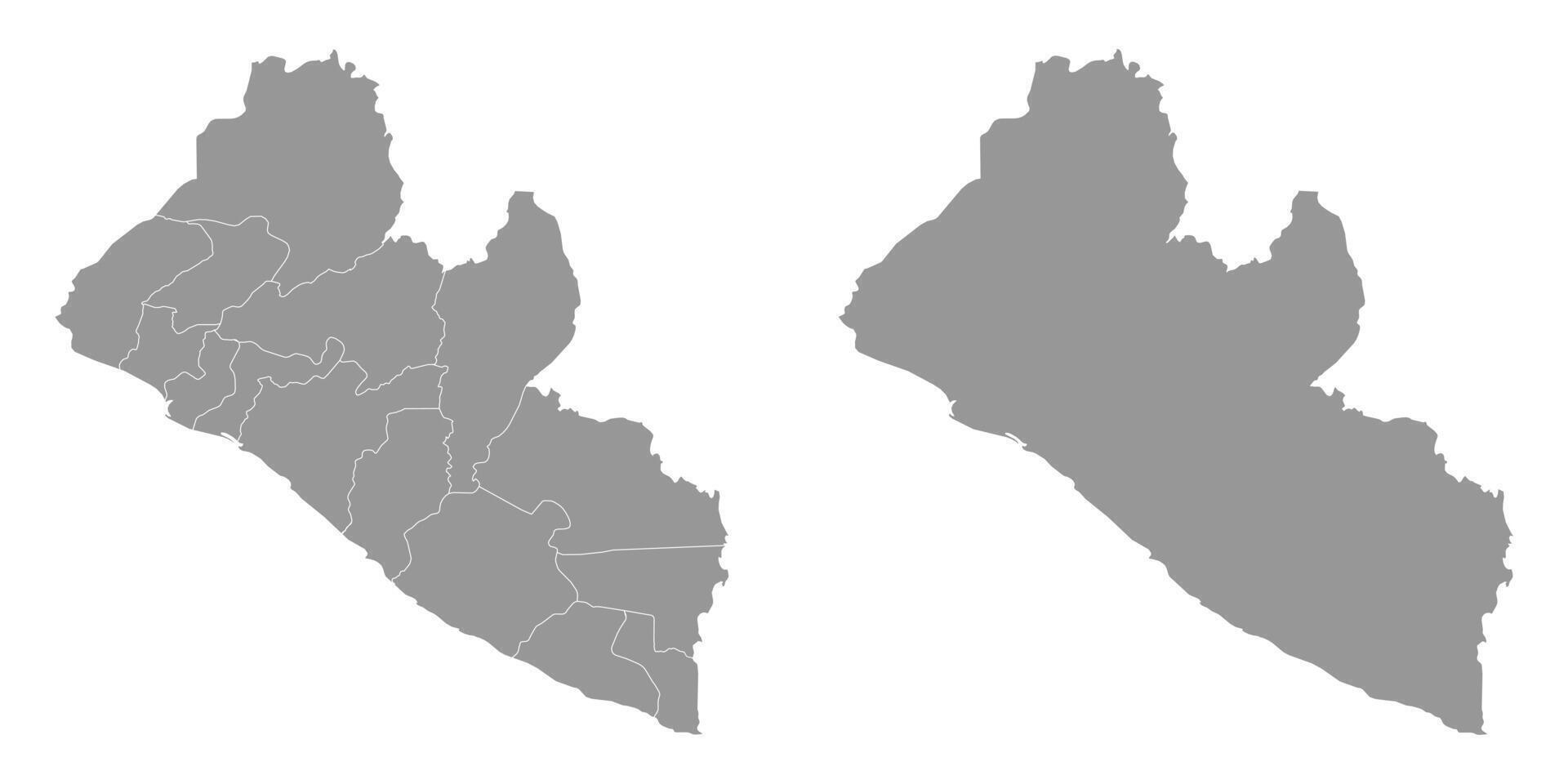 Liberia map with administrative divisions. Vector illustration.