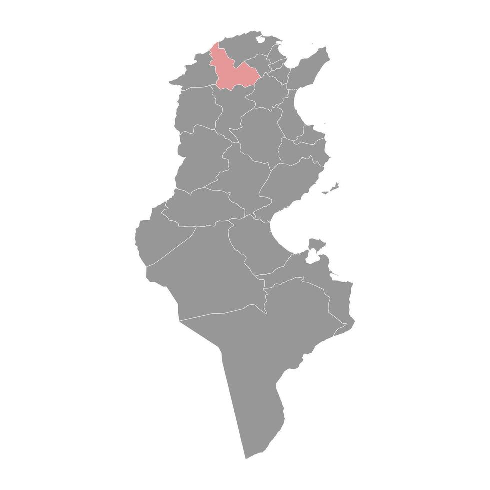 Beja Governorate map, administrative division of Tunisia. Vector illustration.