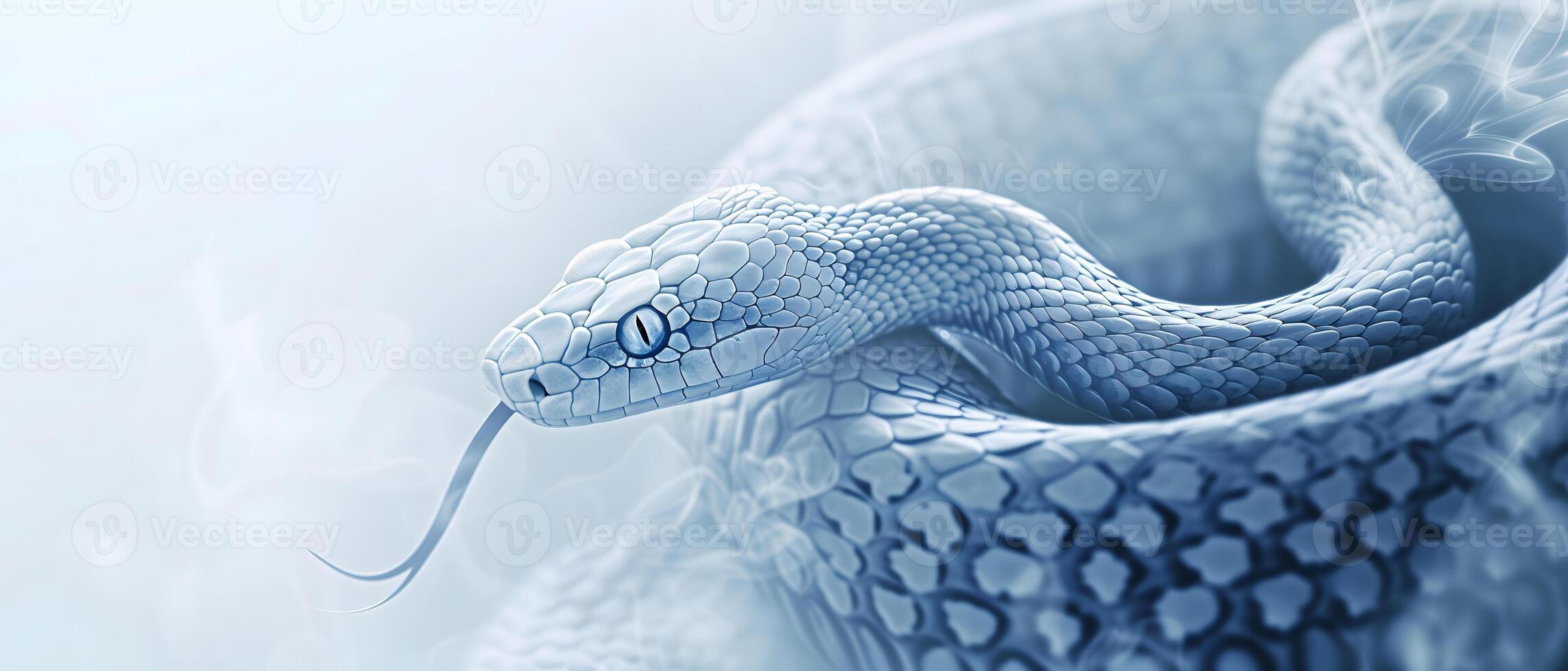 AI generated blue and white snake, zodiac sign of the Snake for Chinese New Year 2025. photo