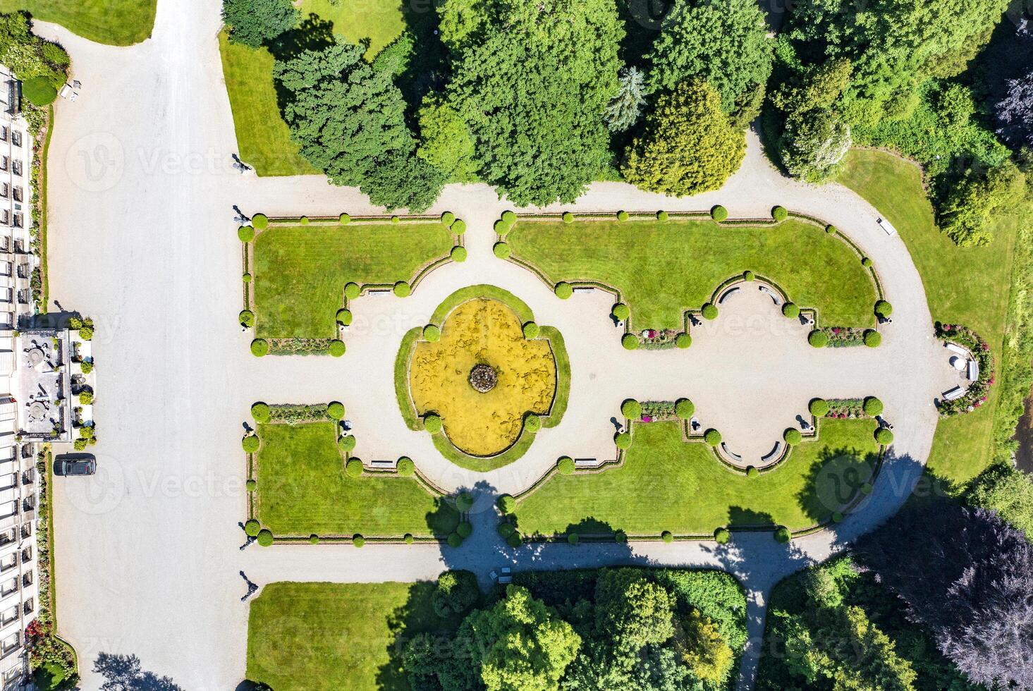 A beautiful aerial view of the park and garden photo
