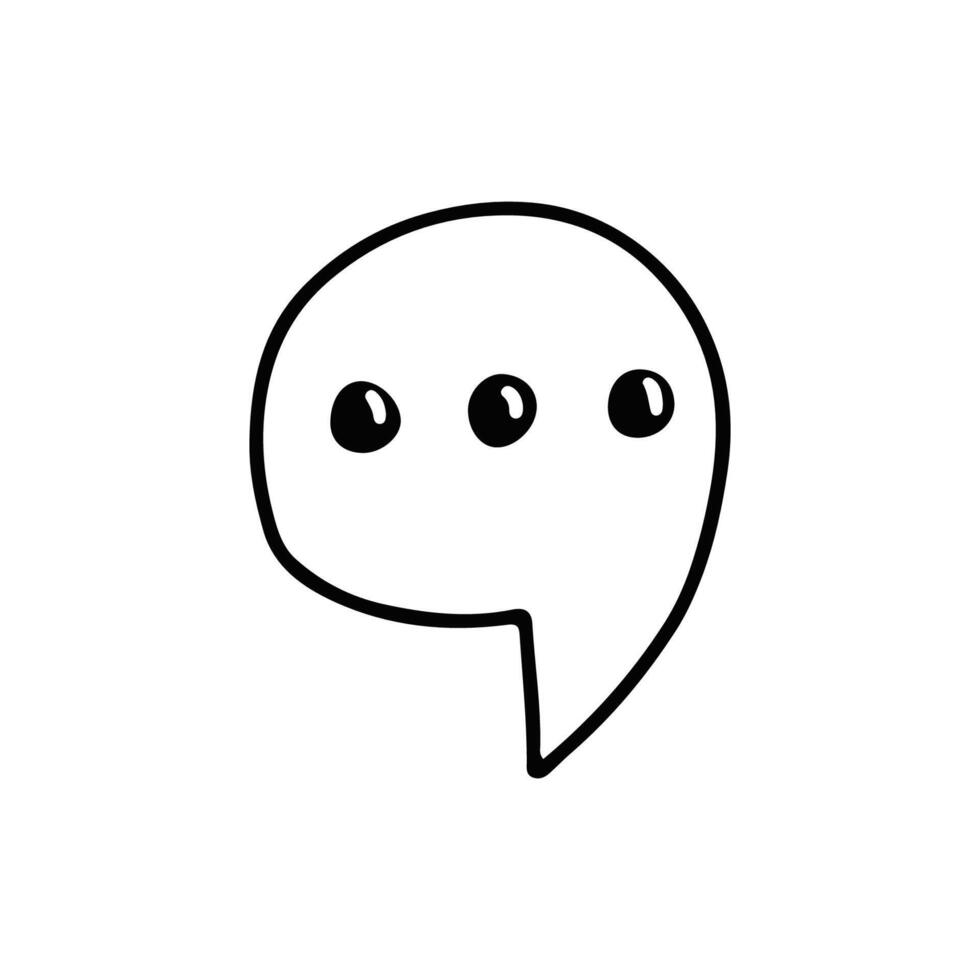 Hand-Drawn Speech Bubble Doodle With Three Dots on a White Background vector