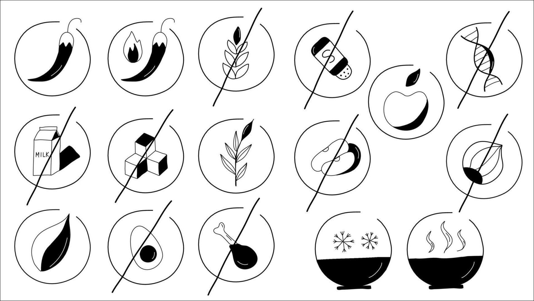 Allergy Awareness Icons Representing Common Food Allergens and Sensitivities vector