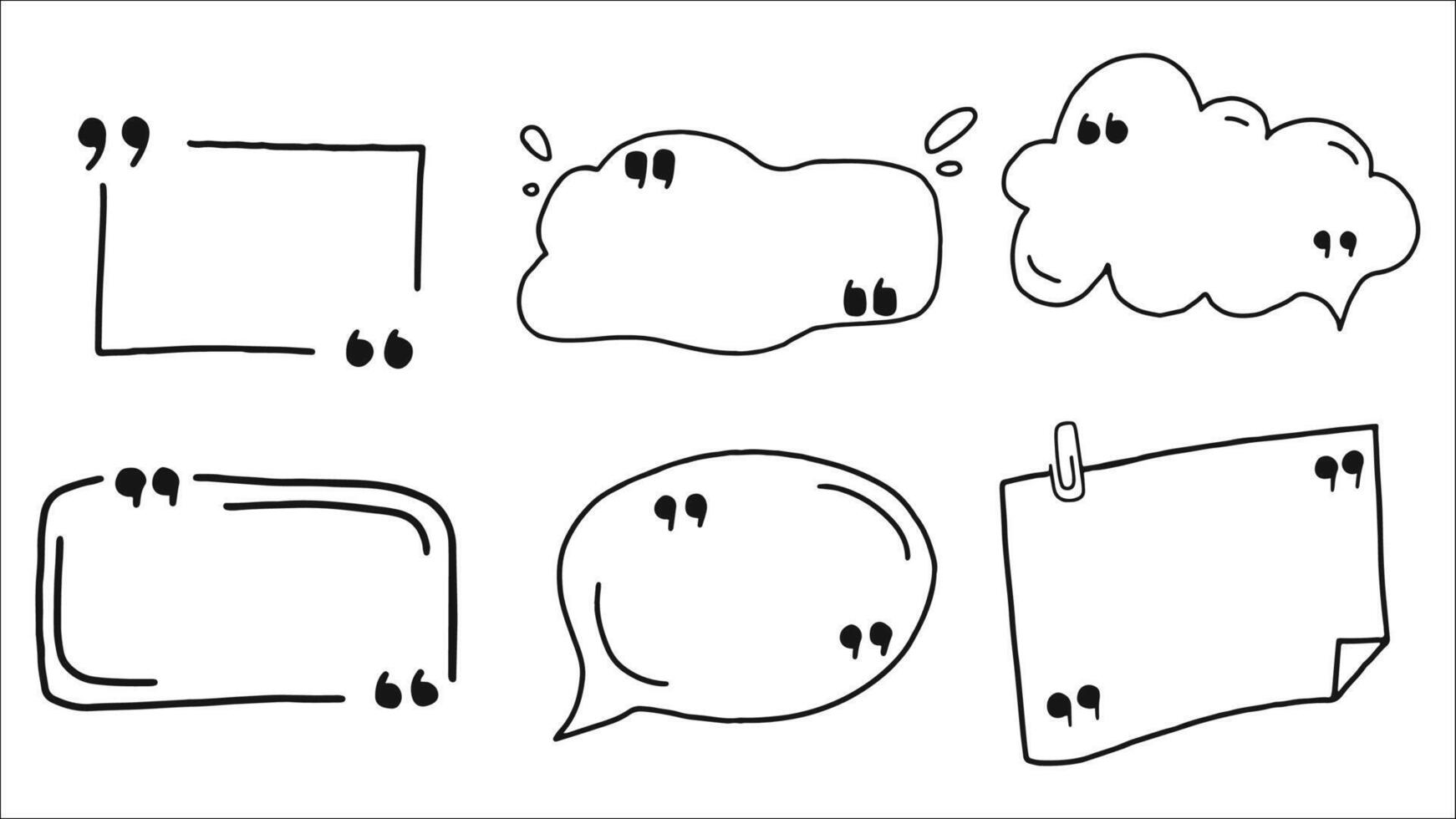 Hand-Drawn Doodle Speech Bubbles and Quote Marks on a White Background vector