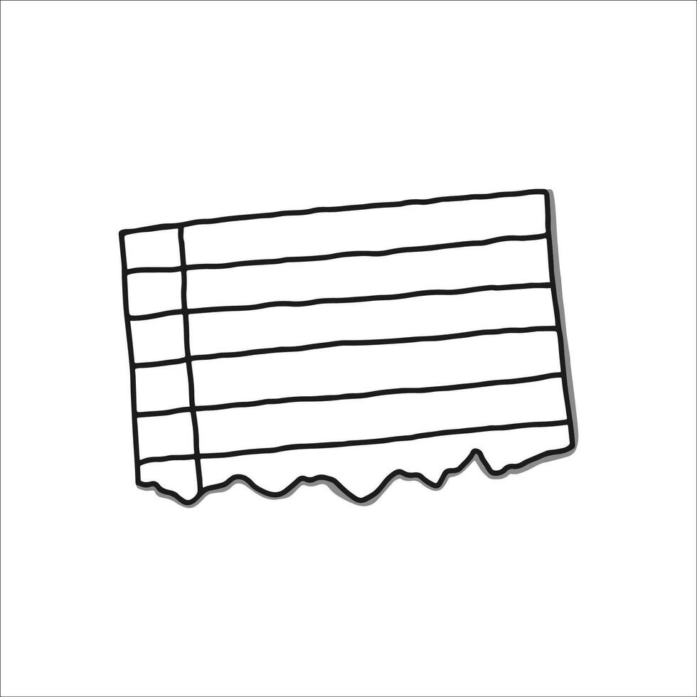 Hand-Drawn Doodle of a Torn Notebook Paper on White Background vector