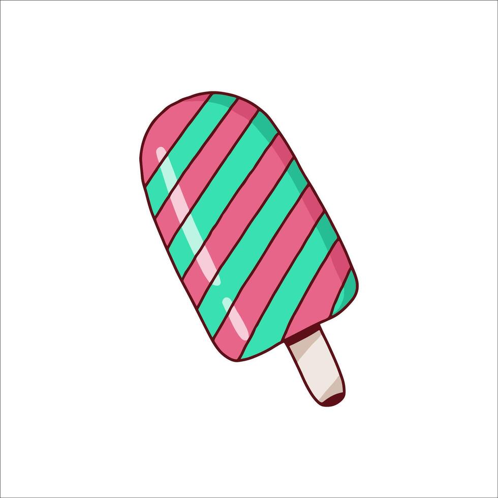 Colorful Striped Popsicle Illustration on a Plain White Background vector