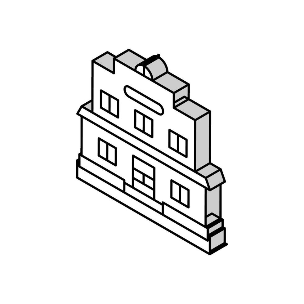 saloon bar building isometric icon vector illustration