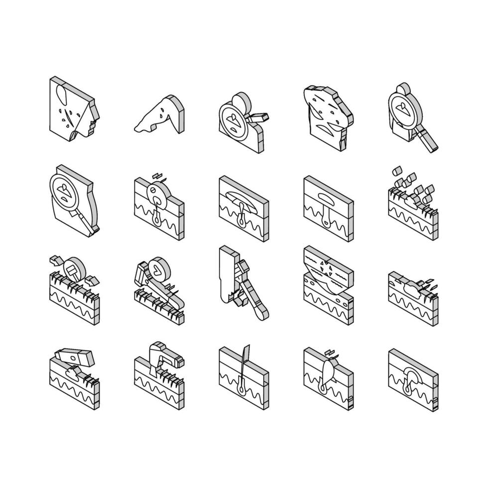 Ingrown Hair Problem Treatment isometric icons set vector