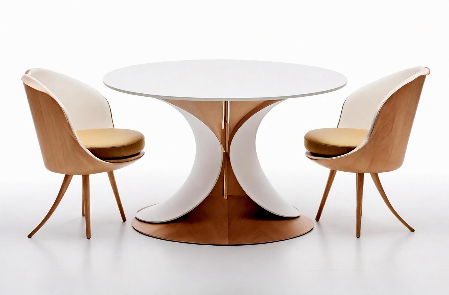 AI generated Designer table with chairs on white background photo