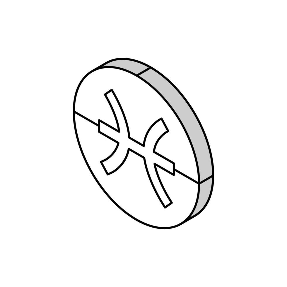 Piscis zodíaco isométrica icono vector ilustración