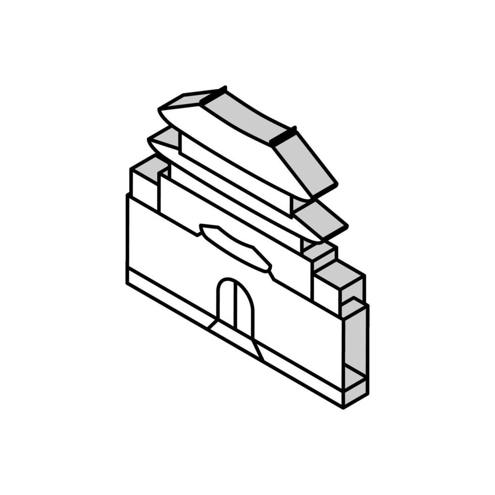 hwaseong fortaleza isométrica icono vector ilustración