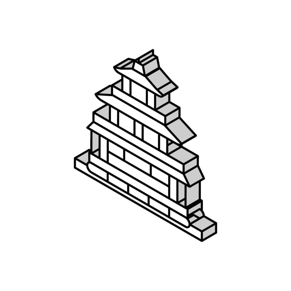 golden pavilion isometric icon vector illustration