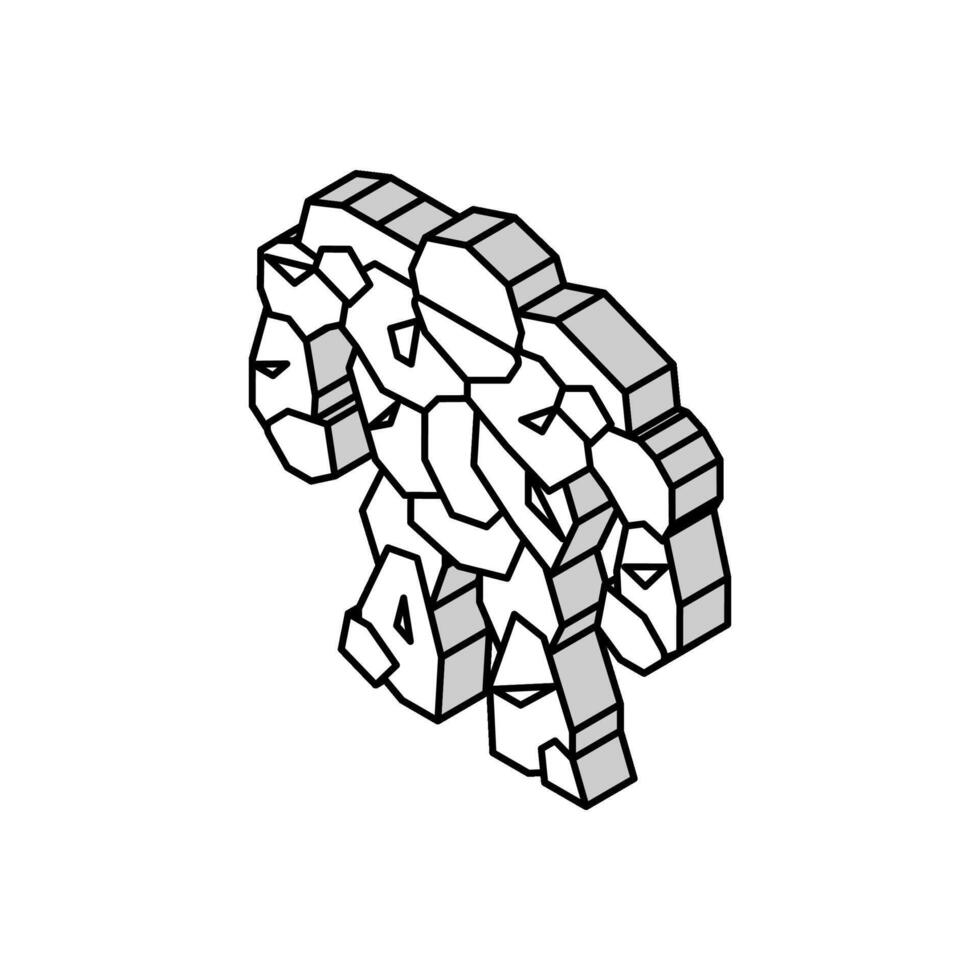 Roca monstruo isométrica icono vector ilustración