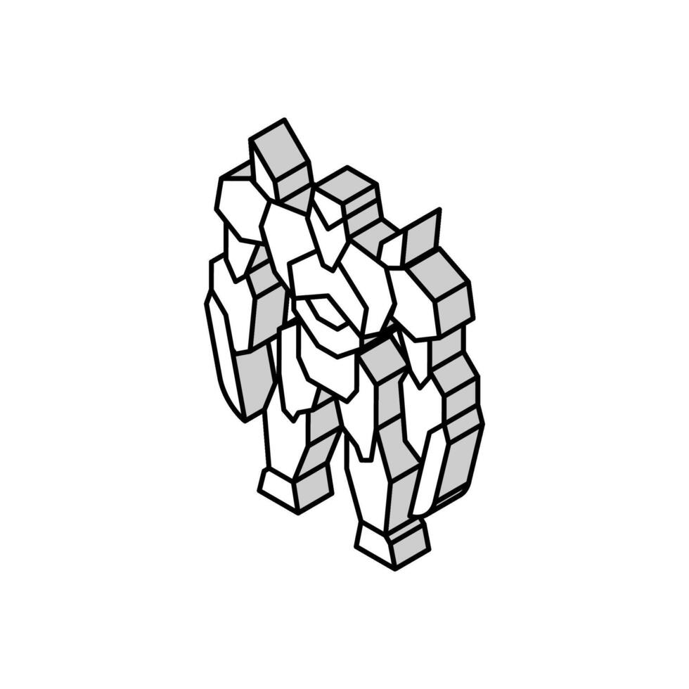 metal monster isometric icon vector illustration