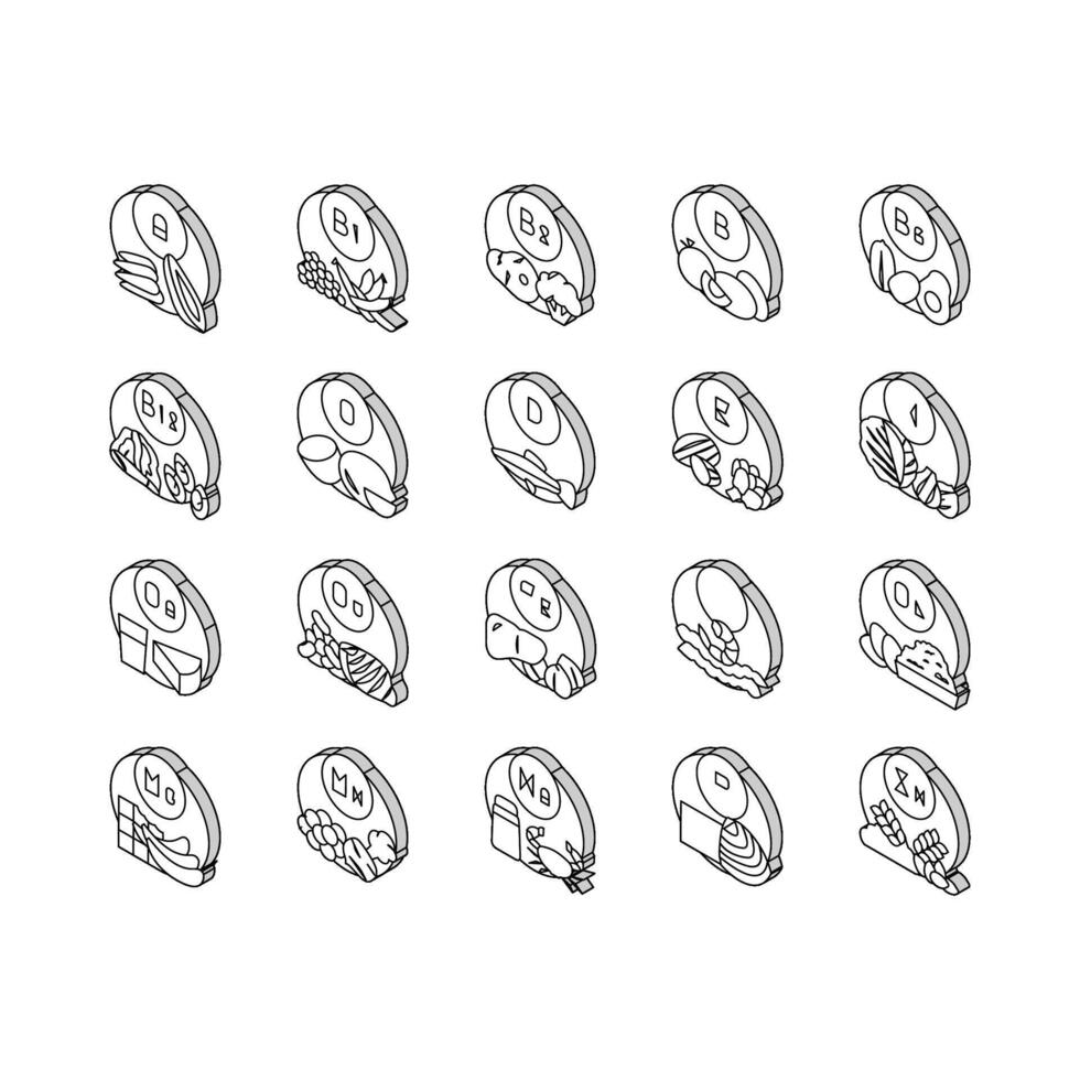 Vitamin Mineral Medical Complex isometric icons set vector