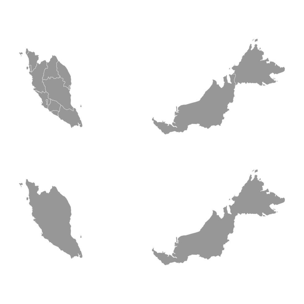 Malaysia map with administrative divisions. Vector illustration.