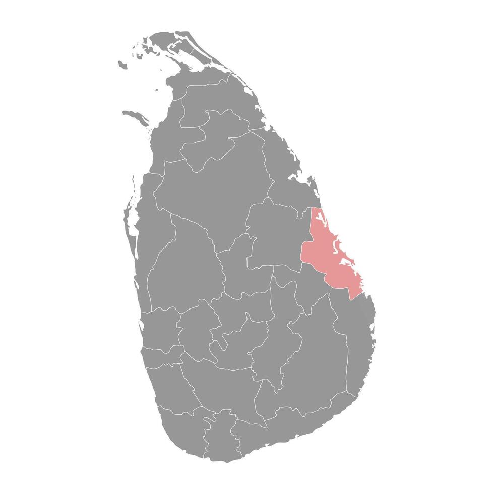 Batticaloa District map, administrative division of Sri Lanka. Vector illustration.