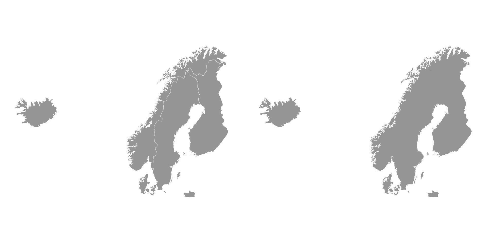 Gray map of Scandinavia. Vector Illustration.
