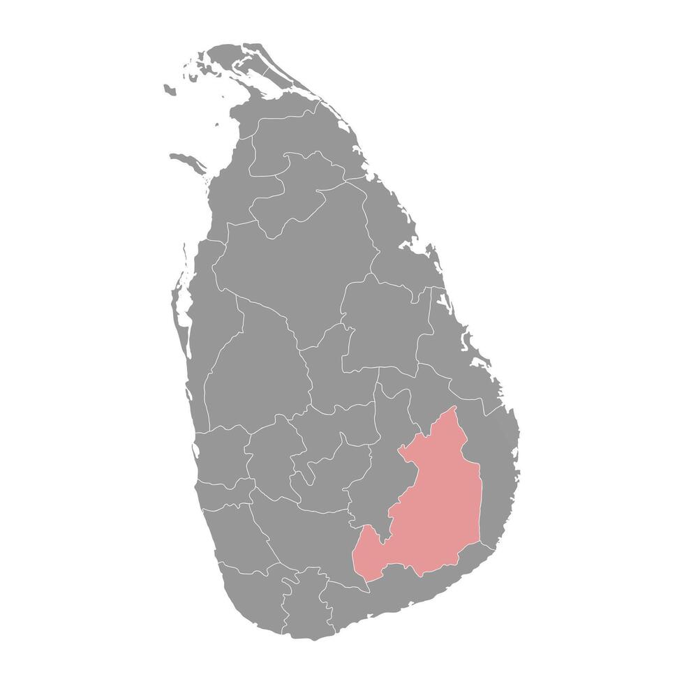 Monaragala District map, administrative division of Sri Lanka. Vector illustration.