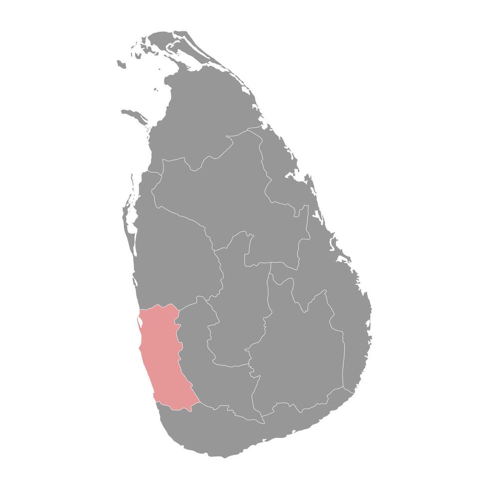 Western Province map, administrative division of Sri Lanka. Vector illustration.