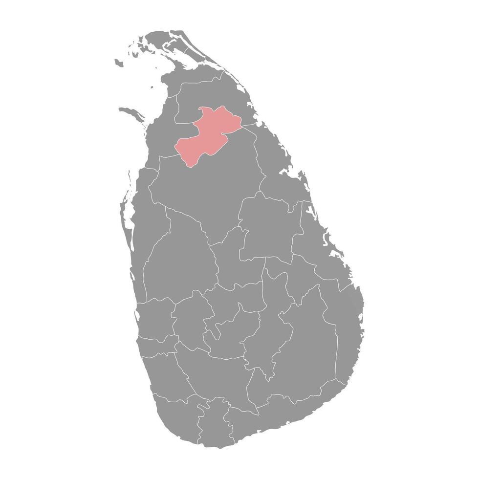 vavuniya distrito mapa, administrativo división de sri lanka. vector ilustración.