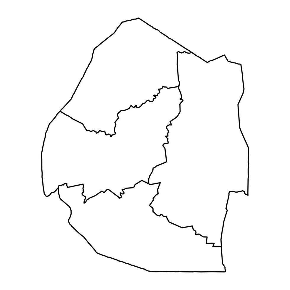 Eswatini map with administrative divisions. Vector illustration.