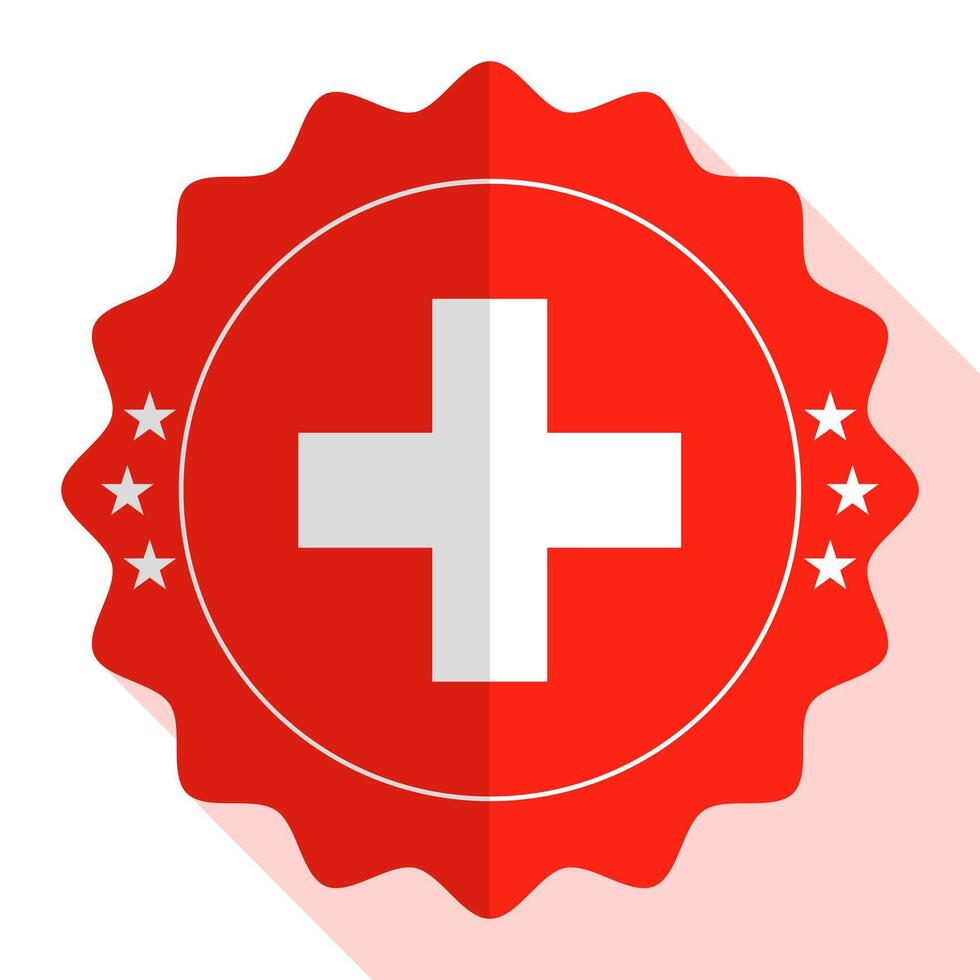 Switzerland quality emblem, label, sign, button. Vector illustration.