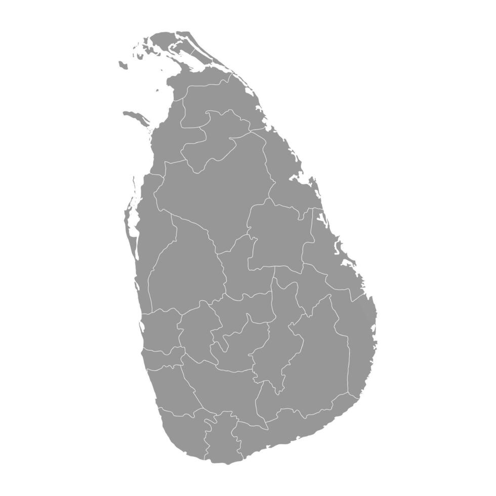 Sri Lanka map with administrative divisions. Vector illustration.