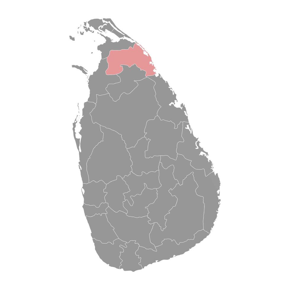 mullaitivu distrito mapa, administrativo división de sri lanka. vector ilustración.