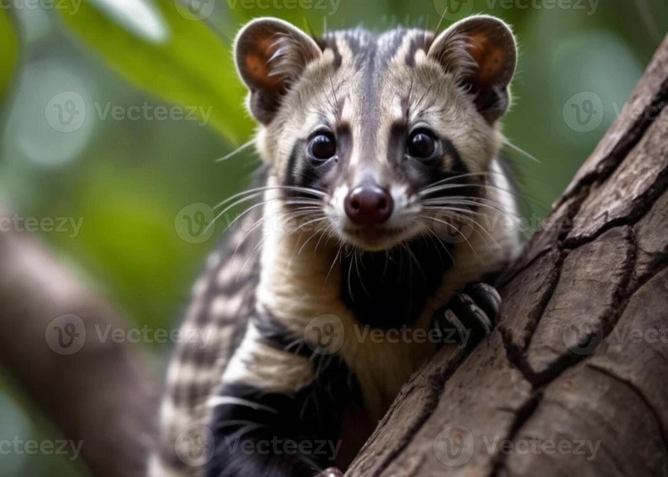 AI generated Luwak coffee eats ripe robusta coffee berries. photo