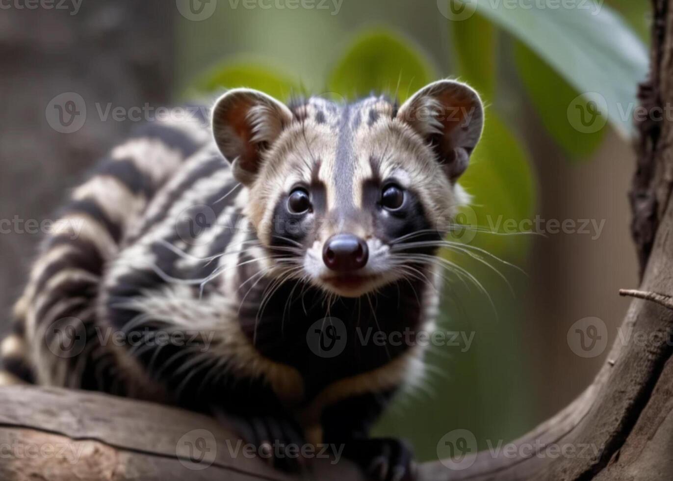 AI generated Luwak coffee eats ripe robusta coffee berries. photo
