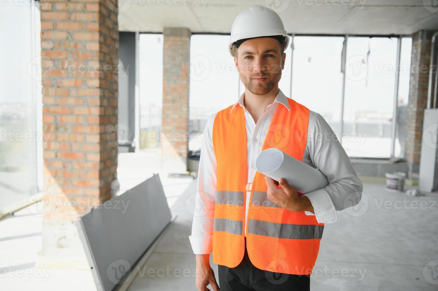 retrato de un hermoso ingeniero. foto