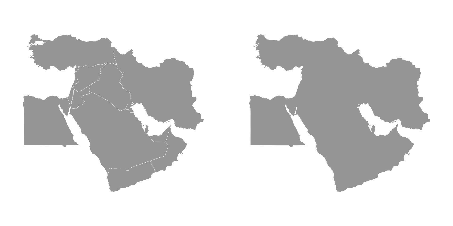 Gray map of Middle East. Vector Illustration.