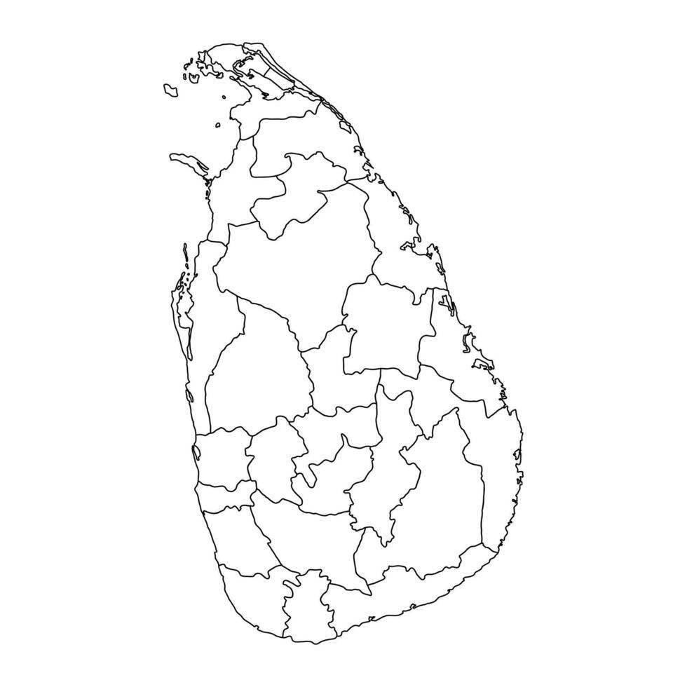 Sri Lanka map with administrative divisions. Vector illustration.