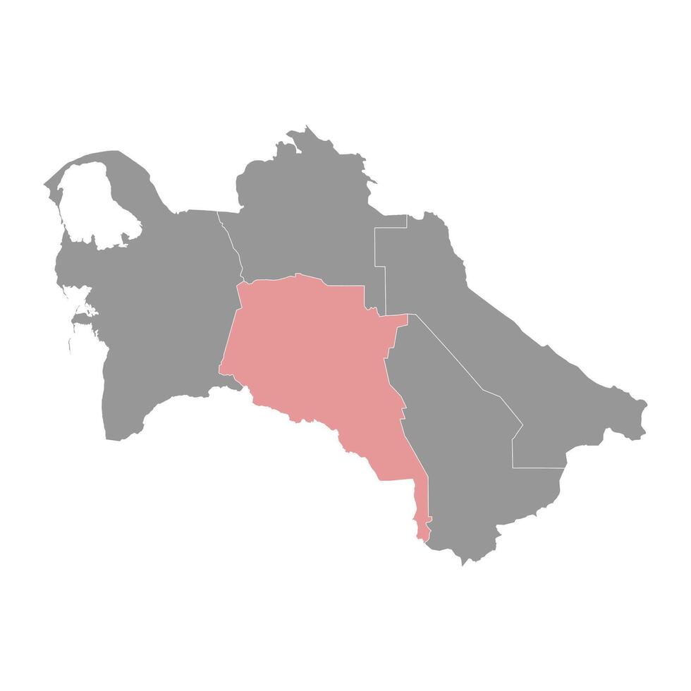 ahal región mapa, administrativo división de turkmenistán vector ilustración.