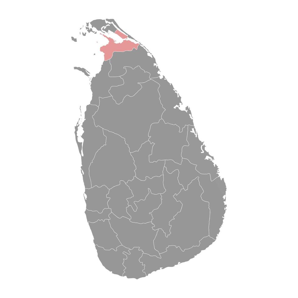 Kilinochchi District map, administrative division of Sri Lanka. Vector illustration.