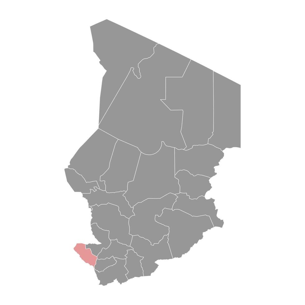 Mayo Kebbi Ouest Region map, administrative division of Chad. Vector illustration.