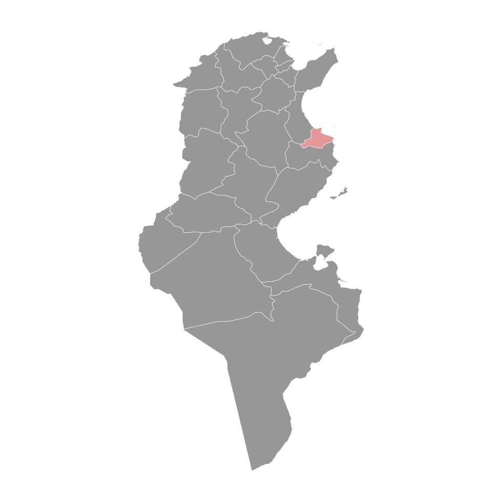 monastir gobernación mapa, administrativo división de Túnez. vector ilustración.