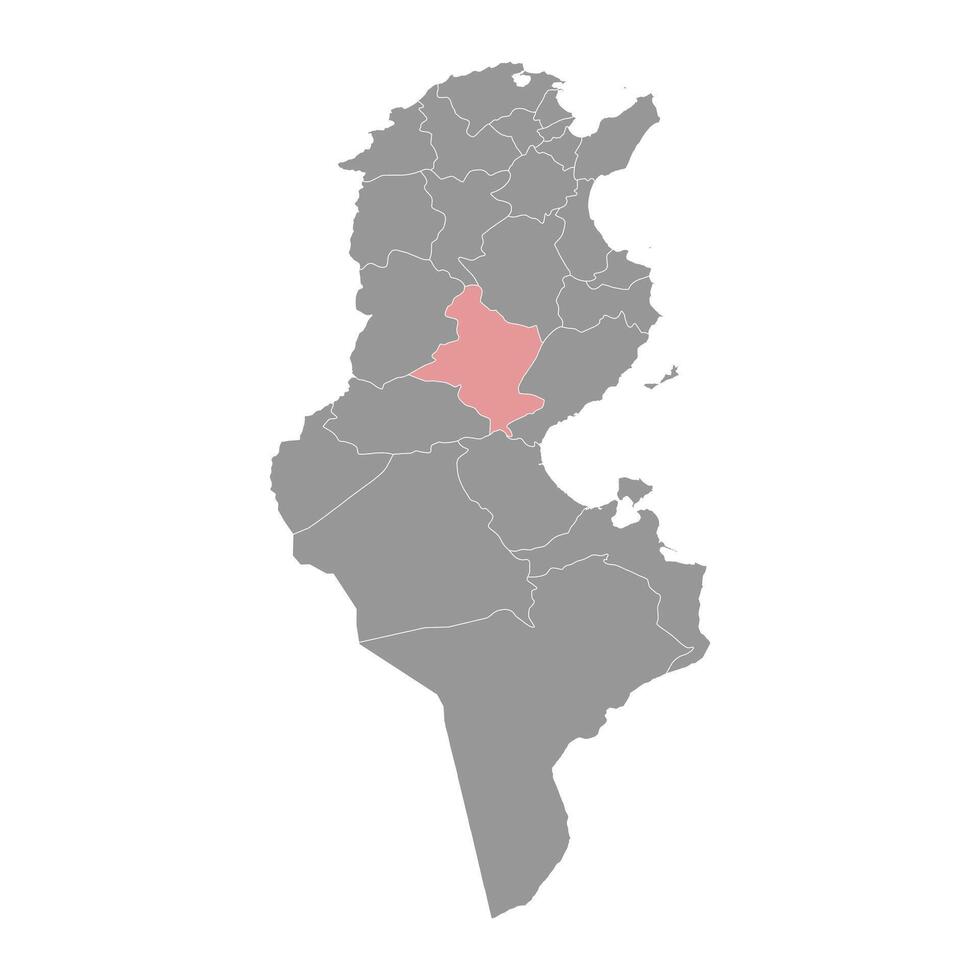 sidi bouzid gobernación mapa, administrativo división de Túnez. vector ilustración.