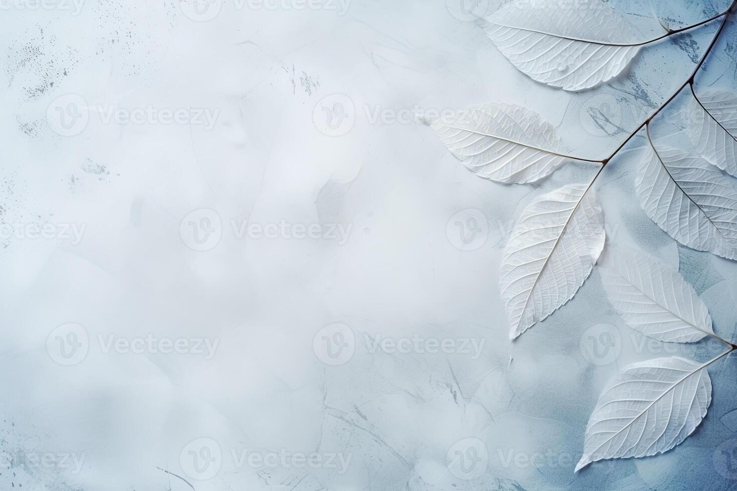 AI generated laconic natural retro background with leaf prints in light pastel shades with free space for inscriptions photo