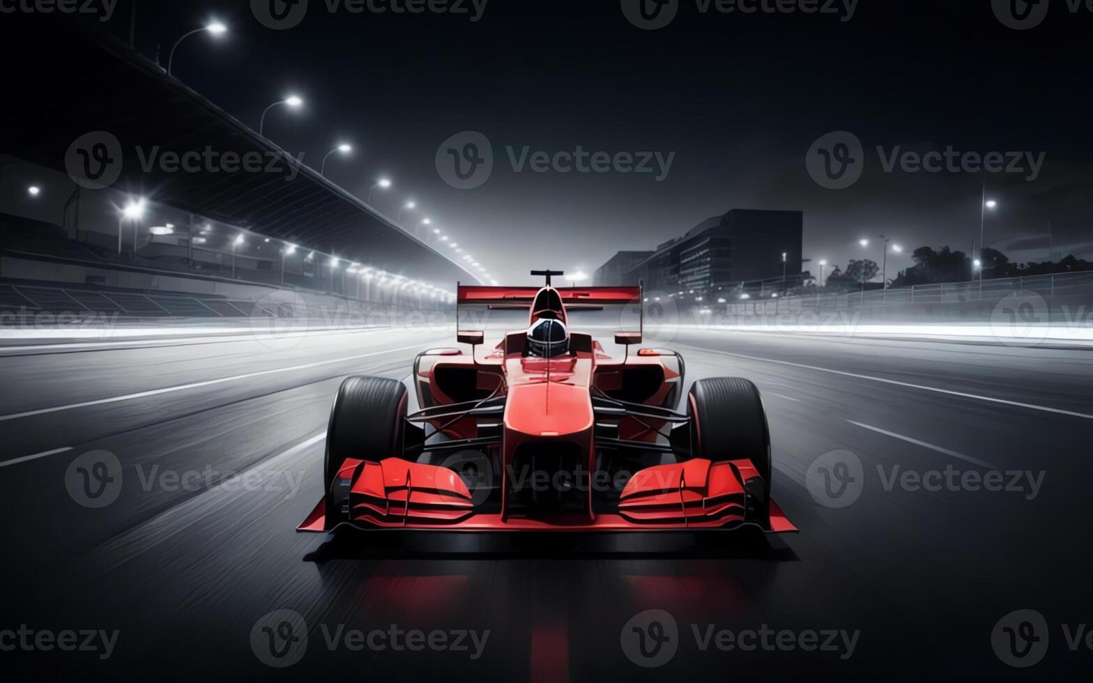 AI generated formula car automobile racing in night race ai generated photo