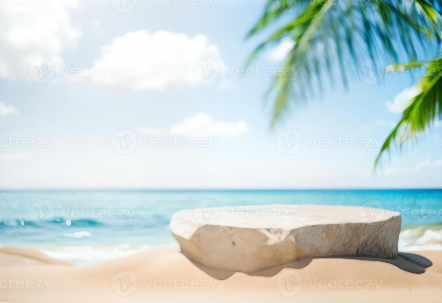 AI generated summer tropical product display mockup with marble podium ai generated photo