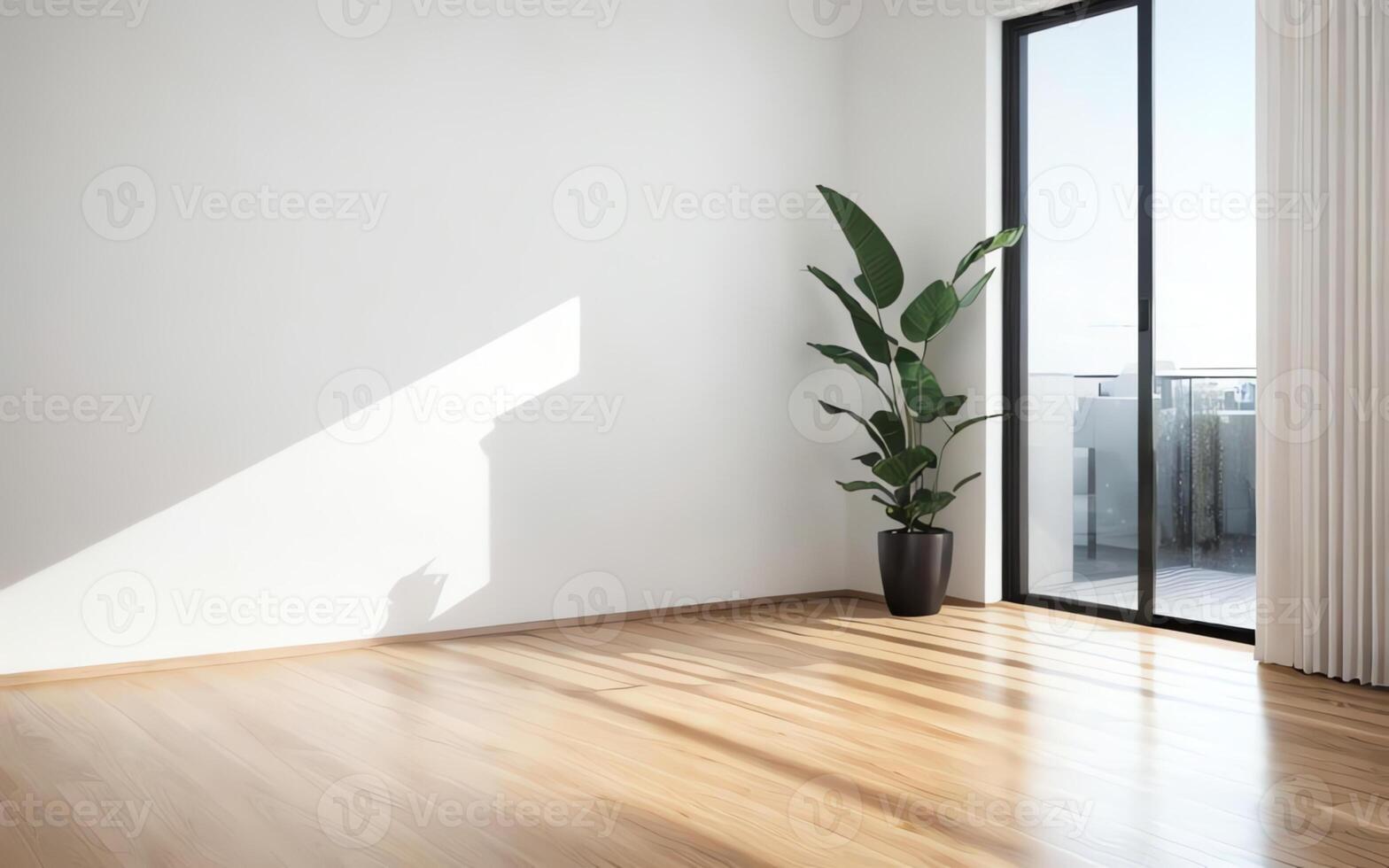 AI generated Modern blank interior design with a pot of plant with window ai generated photo