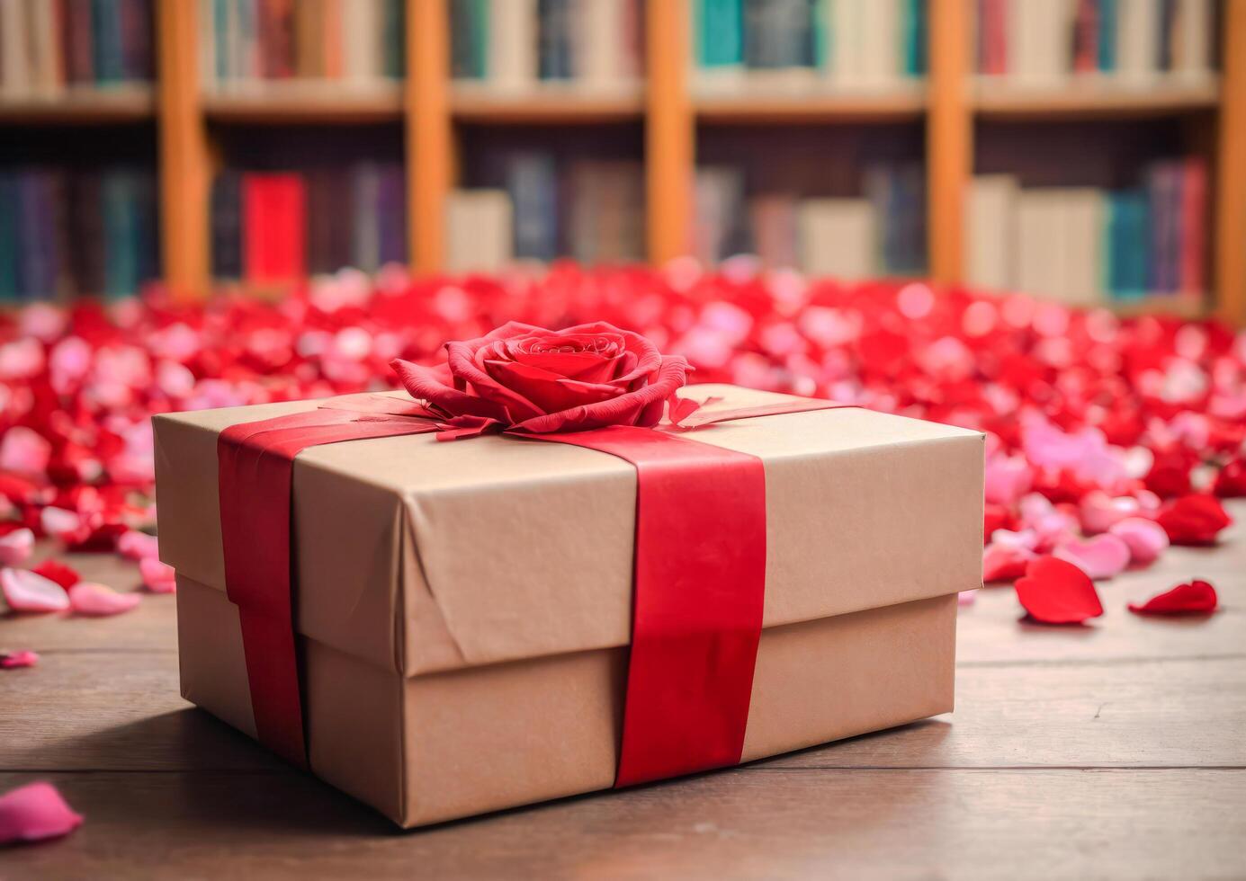 ai generado un vibrante ramo de flores de rojo rosas en pie alto en el biblioteca foto