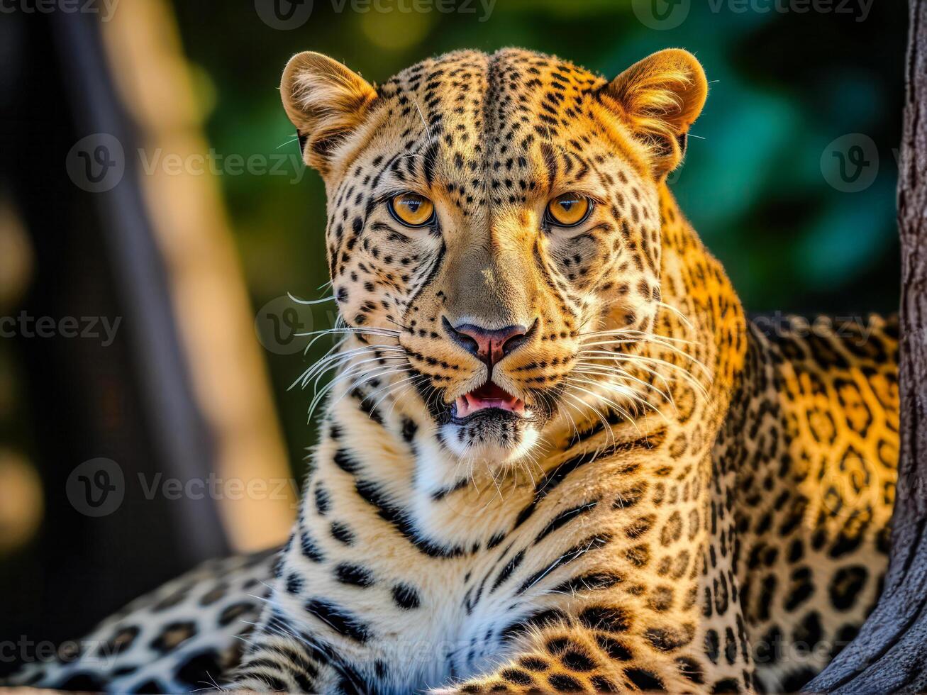 ai generado cerca arriba de un leopardo foto