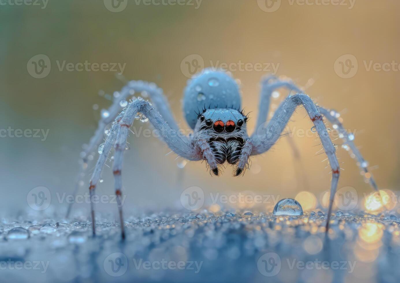 ai generado de cerca foto de un blanco araña en hielo