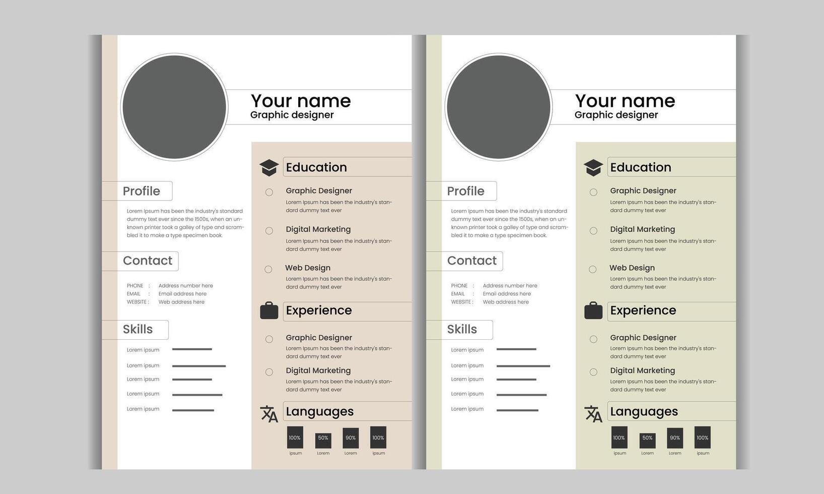 modern cv or resume design vector